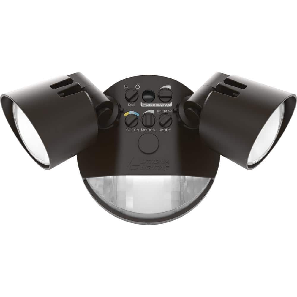 Lithonia Lighting 2 - Head Hardwired Dusk to Dawn Outdoor Security Flood Light with Motion Sensor