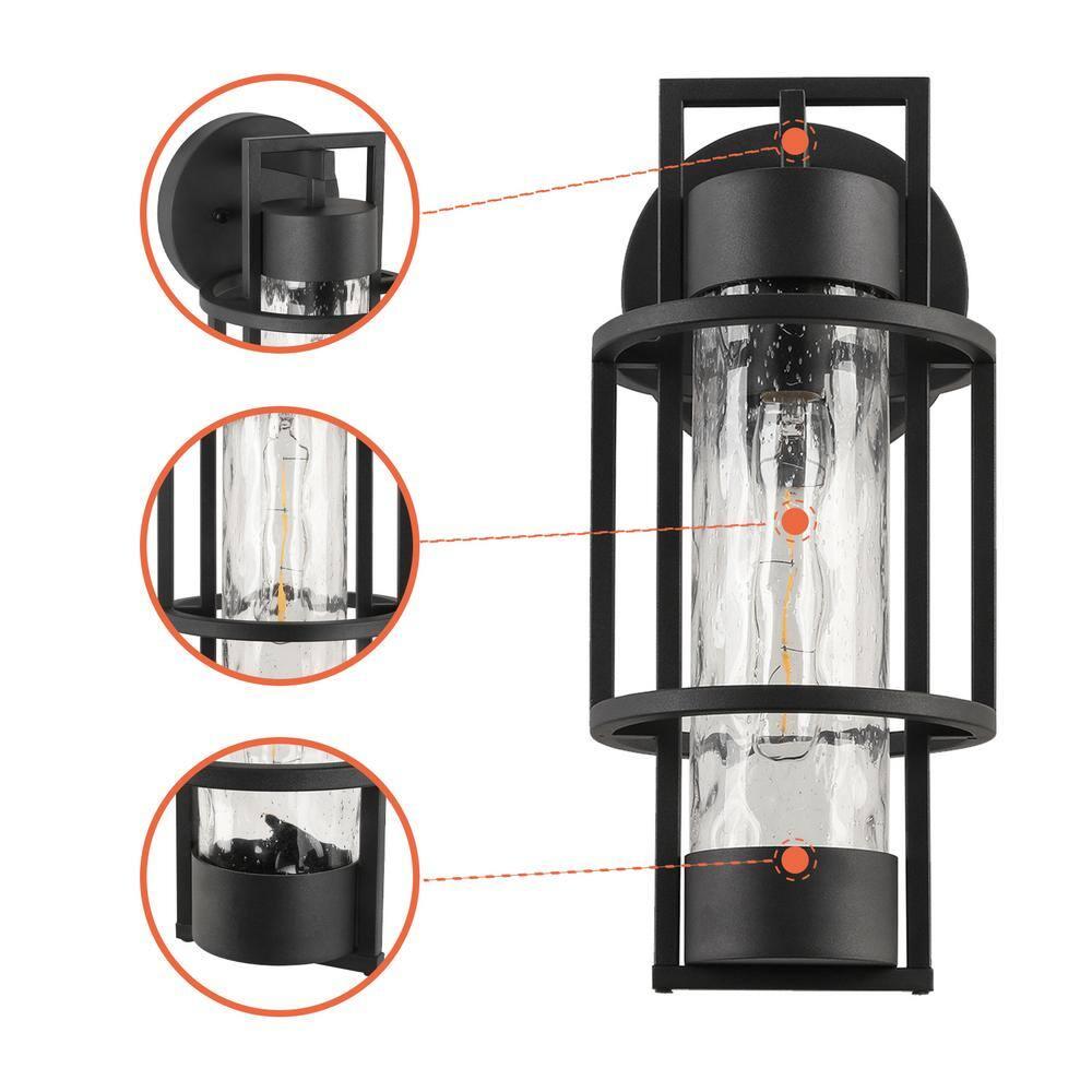 Outdoor Dusk to Dawn Wall Lights, Sensor Exterior Light Fixtures Wall Sconce， Outdoor Waterproof Porch Wall Lantern Light with Water Glass for Outside Garage,Doorway,Entryway