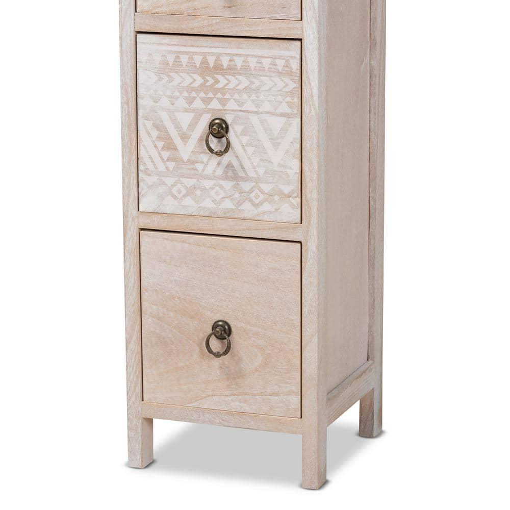 Baxton Studio Seanna Wood 4 Drawer Storage Unit Light Brown: Farmhouse Style Accent Cabinet, No Assembly Required