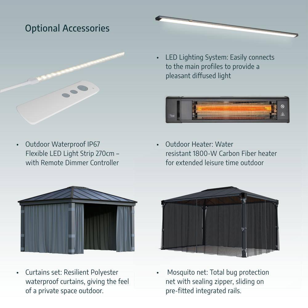 Palram - Canopia Milano 4300 10' x 14' Polycarbonate/Aluminum Gazebo - Gray/Bronze