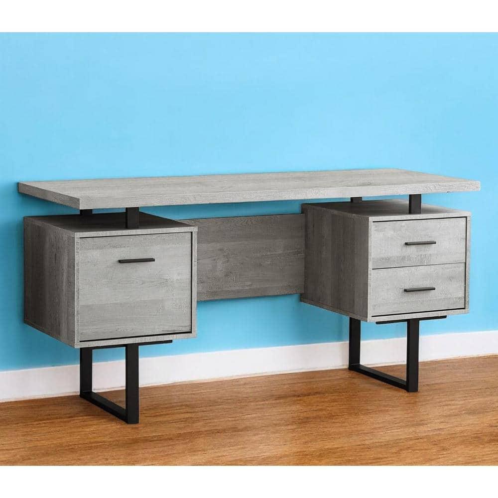 Monarch Specialties Computer Desk, Home Office, Laptop, Left, Right Set-Up, Storage Drawers, 60"L, Metal, Laminate