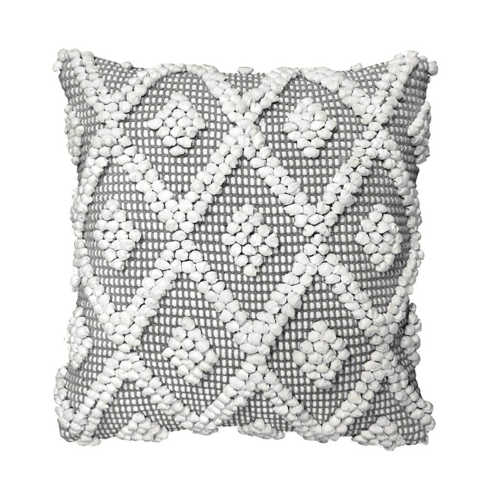 20"x20" Oversize Adelyn Family-Friendly Square Throw Pillow Cover Dark Gray - Lush Décor: Cotton, Zipper Closure, Machine Washable