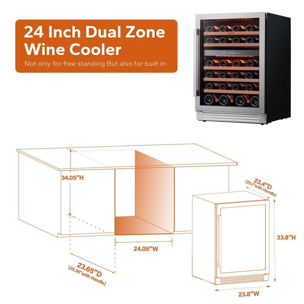Ca'Lefort 15 Inch Beverage Refrigerator - 80 Can Small Beverage Fridge, Drink Fridge Glass Door 3 LED 34°F -54°F Beverage Cooler Built-in or Freestanding, Perfect for Home/Kitchen(3.0 cu.ft)