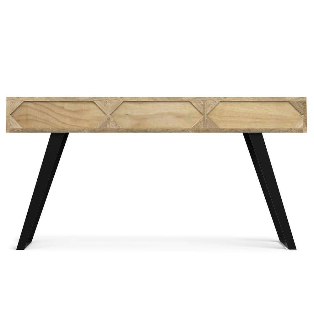 Lowry 60"W Solid Wood Modern Industrial Storage Console Table with 3 Storage Drawers and Metal Legs