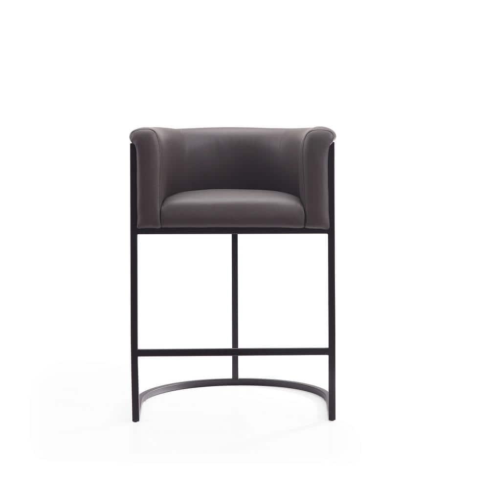 Manhattan Comfort Cosmopolitan Metal Counter Height Barstool Pebble: Upholstered, Low Back, Armrest
