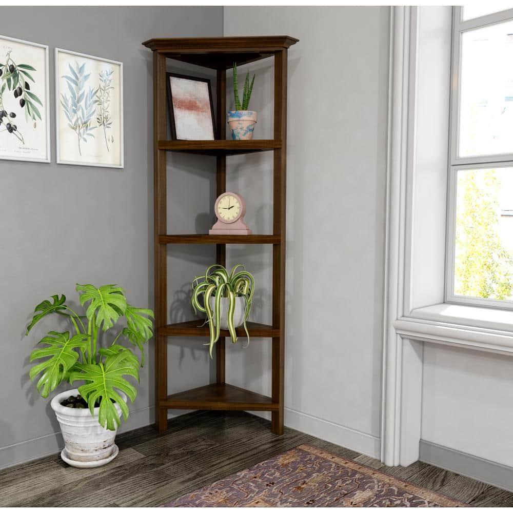 NewRidge 4-Tier Corner Wooden Bookcase Walnut