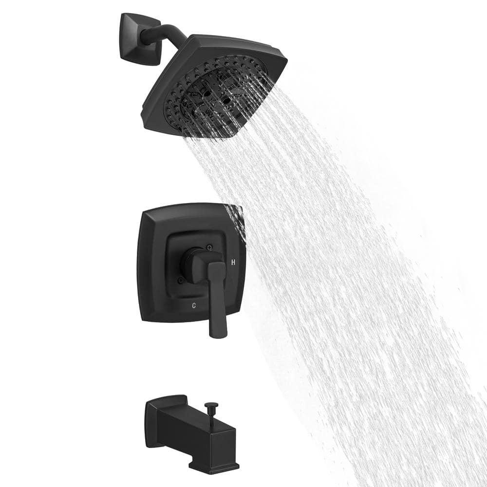 Single Handle 2-Spray Rainfall Square Shower Faucet Set 1.8 GPM with Tub Spout Combo High pressure