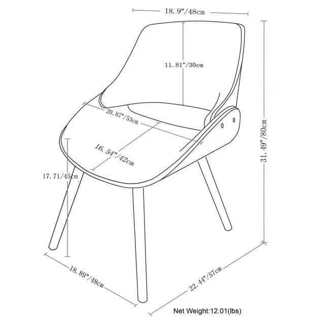 Simpli Home Malden Upholstered Dining Chair with Ergonomic Solid Wood Frame and Mid-Century Modern Style