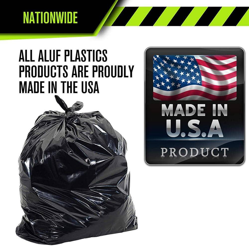 Aluf Plastics 33 Gal Black Heavy Duty Garbage Bags 1.5 Mil - 33"x 39" - Pack of 100 - For Contractor, Outdoor, Construction, & Storage