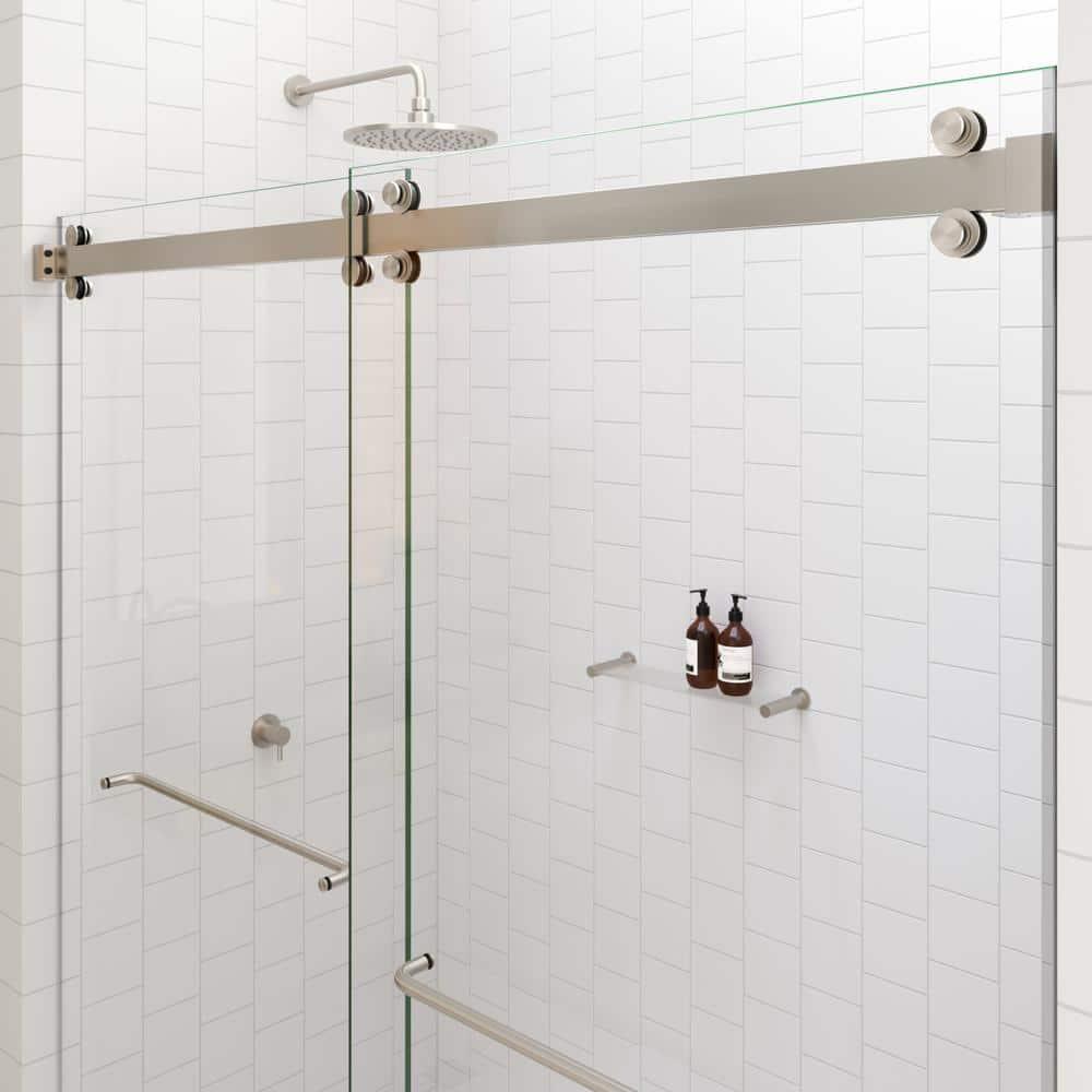 Polaris 60 in. x 60 in. Fully Frameless Sliding Bypass Bathtub Door