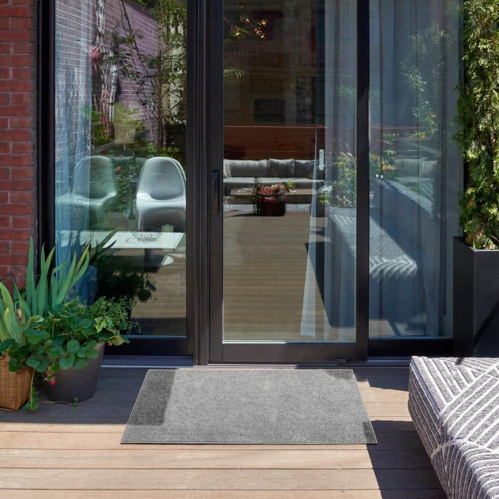 Nourison Essentials Easy Care Indoor Outdoor Area Rug - Silver Grey 2' x 4'