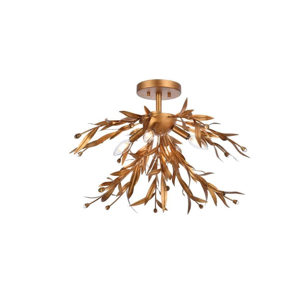 Elegant Lighting Priscilla 23 inch flush mount in gold leaf