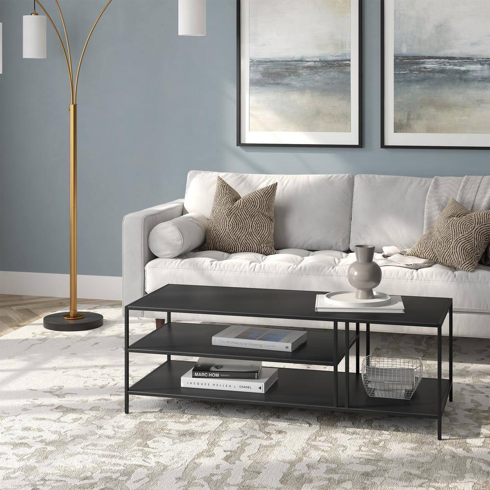 Evelyn&Zoe Cortland 48" Wide Rectangular Coffee Table in Blackened Bronze