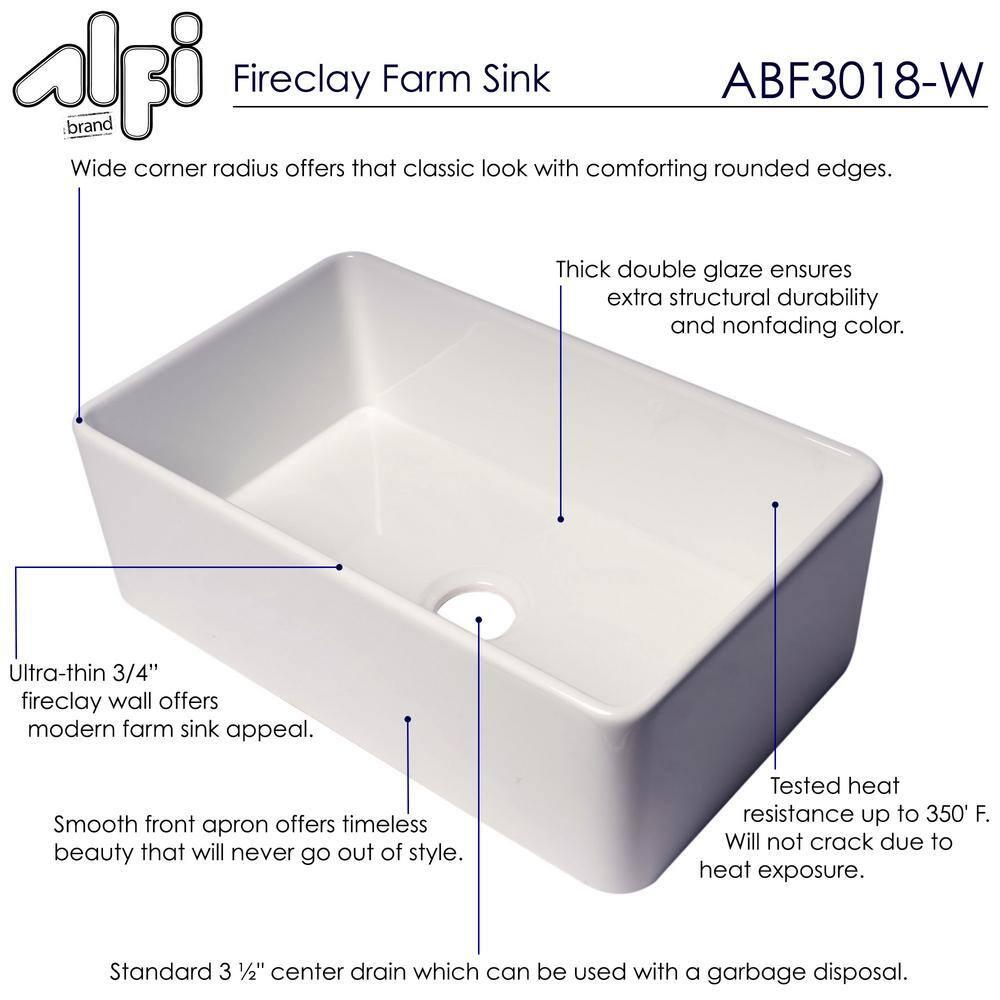 30'' L Farmhouse / Apron Single Bowl Fireclay Kitchen Sink