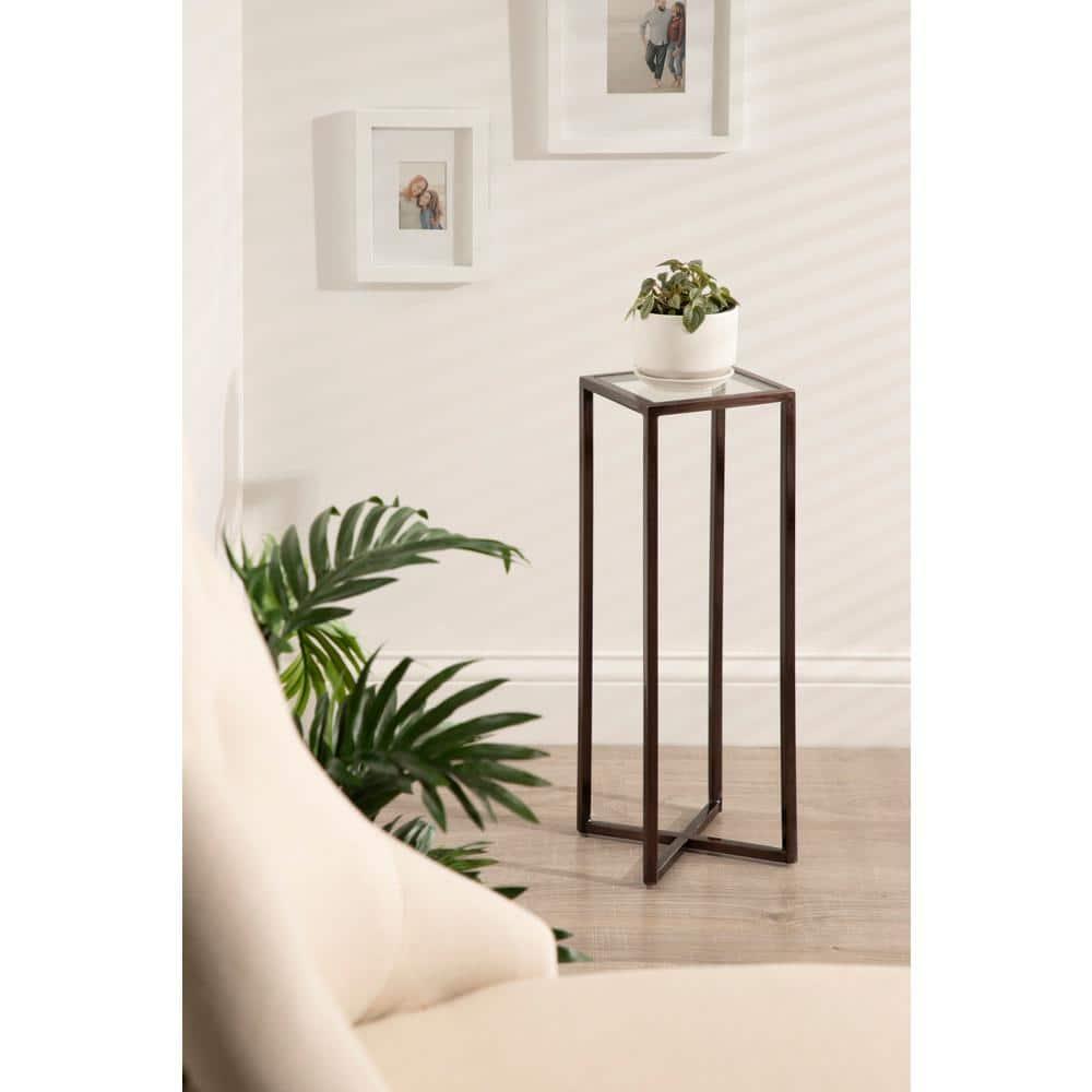 Kate and Laurel Jaspur Square Metal Drink Table, 7x7x21, Bronze