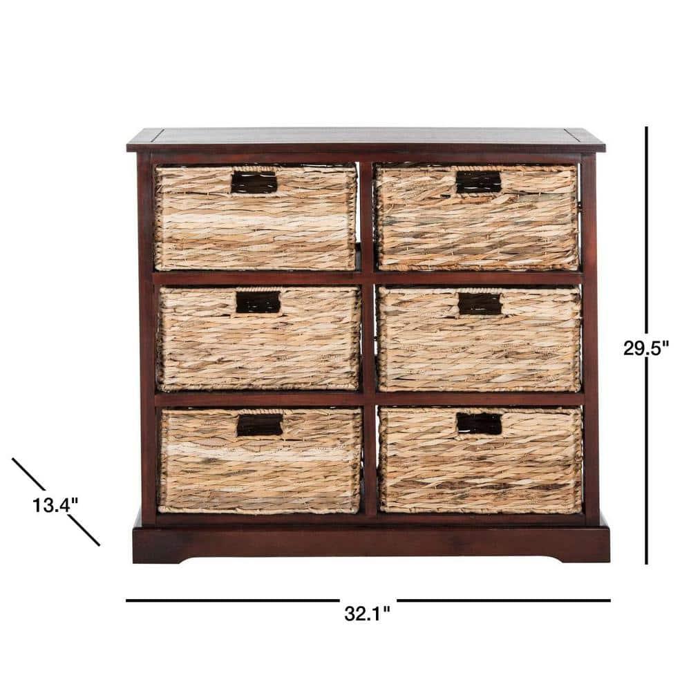 Keenan 6 Wicker Basket Storage Chest - Cherry - Safavieh.