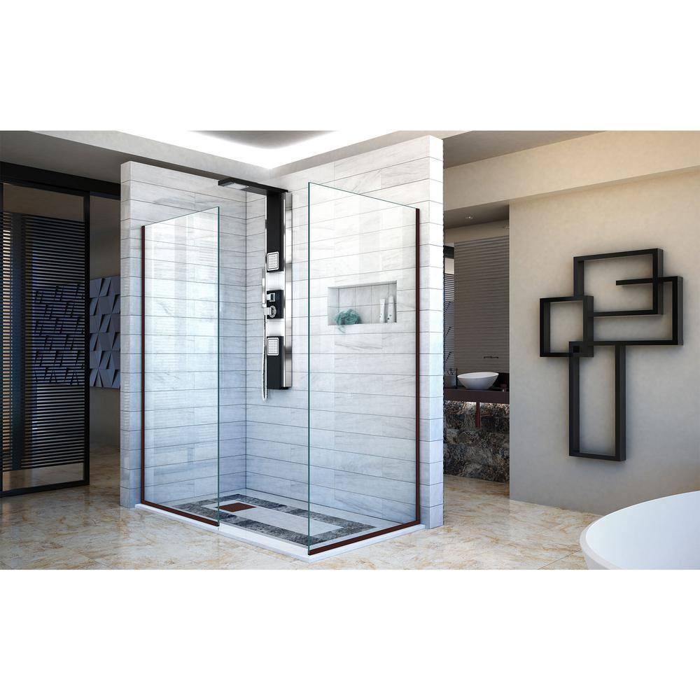 Linea Oil Rubbed Bronze Frameless Shower Door with Clear Glass
