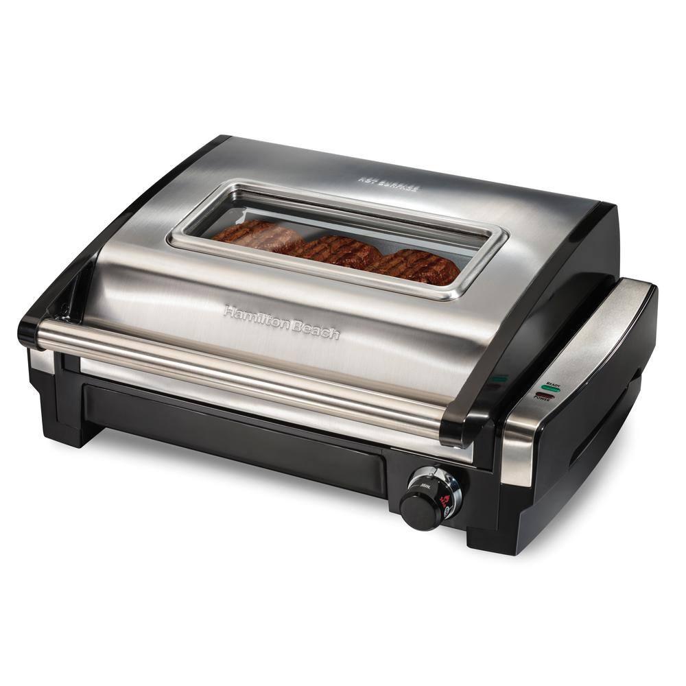 Hamilton Beach Hamilton Beach® Electric Indoor Searing Grill with Removable Non-Stick Grate, Viewing Window & Adjustable Temperature Control to 450°F, 118 sq. in. Surface Serves 6