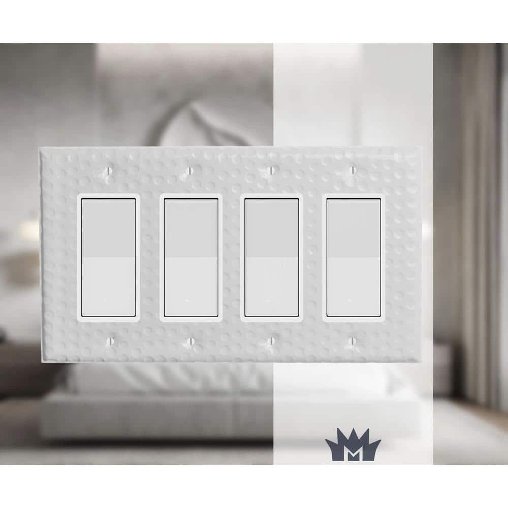 Monarch Abode Hand Hammered 4-Gang Rocker Light Switch Standard Wall Plate