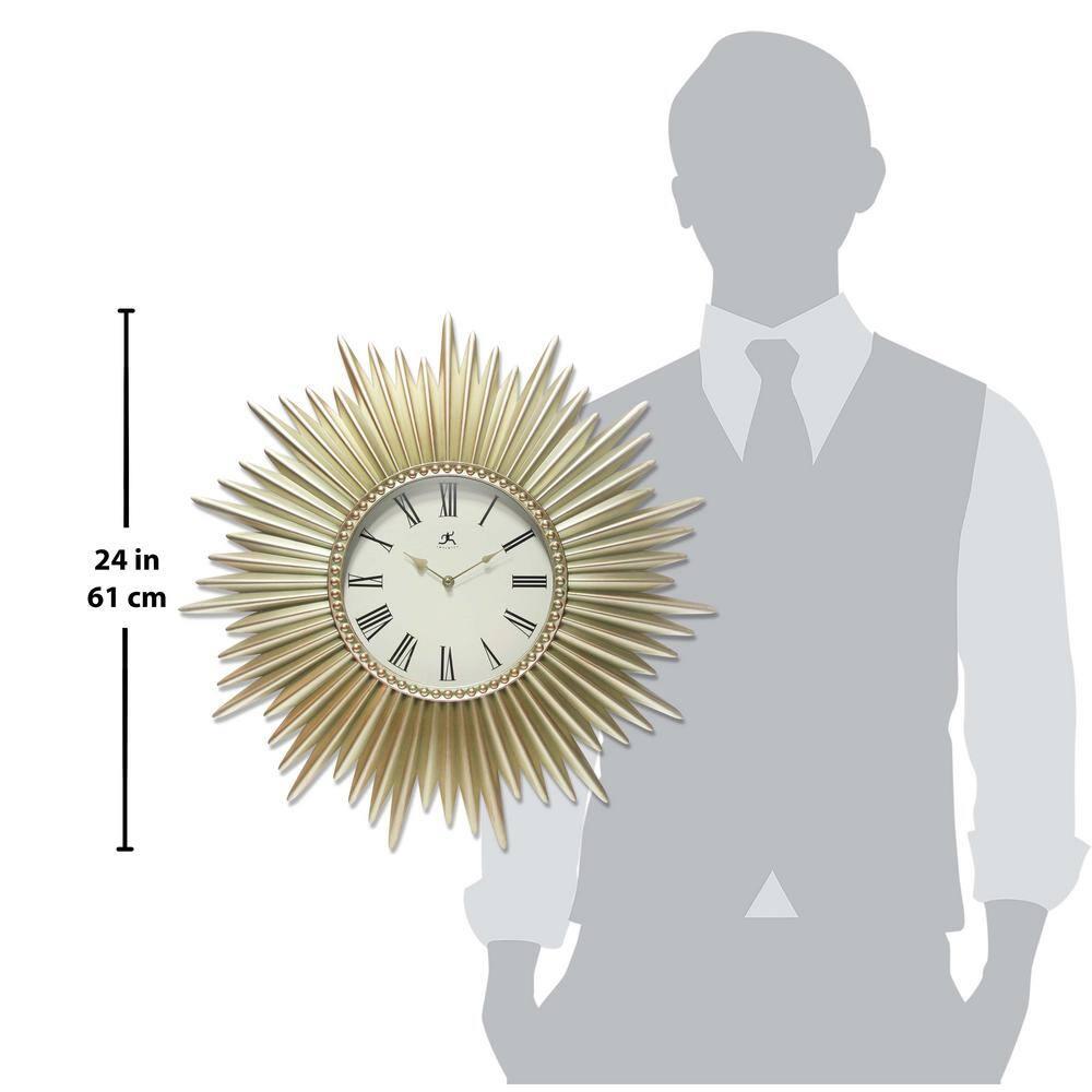 24" Sunburst Wall Clock Gold - Infinity Instruments: Modern Star-Shaped, Analog Display, Indoor Use
