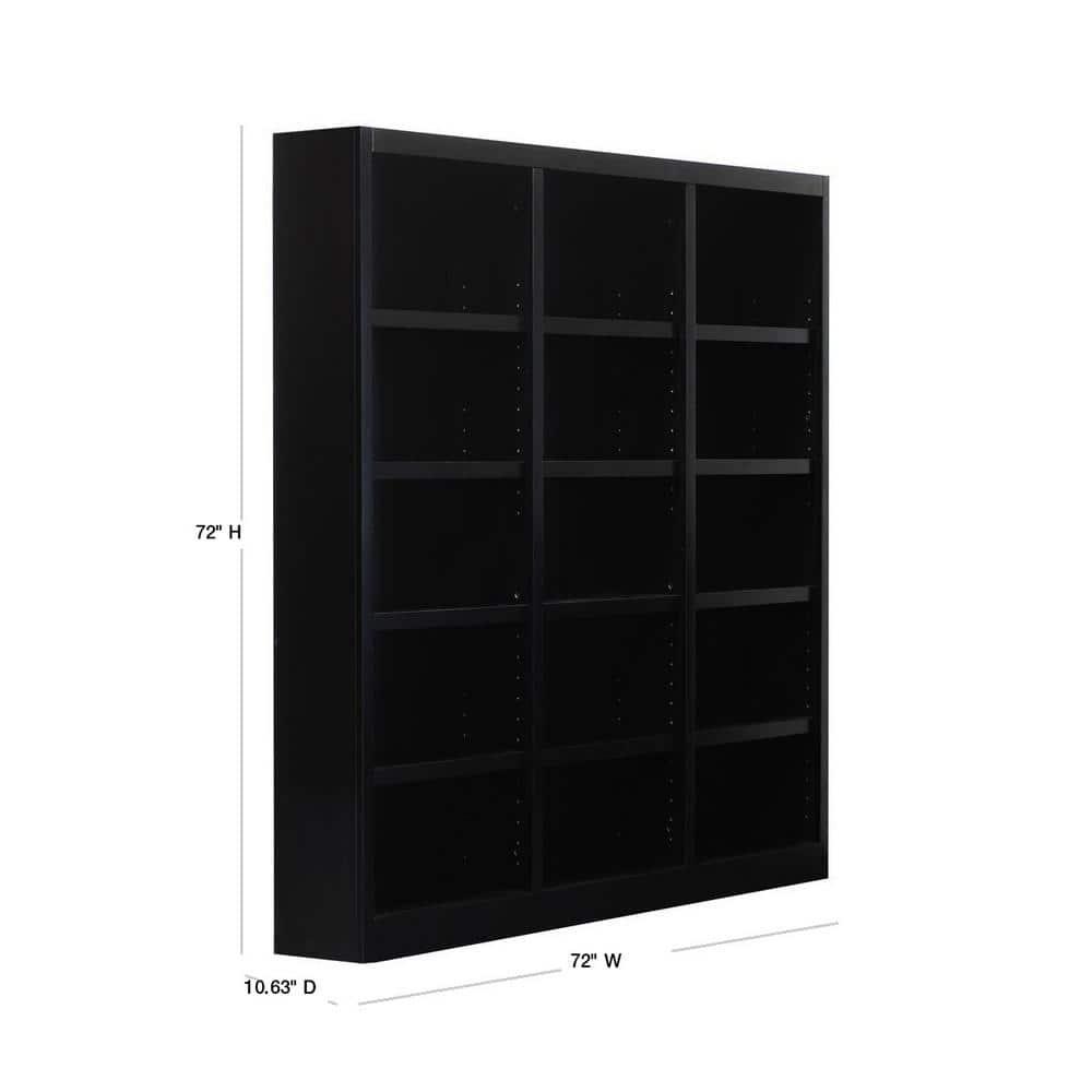 Winston Porter Flannagan Triple Wide Wood Bookcase, 15 Bookshelf, 72 inch Tall Storage and Display Bookshelf for Home Office and Living Room