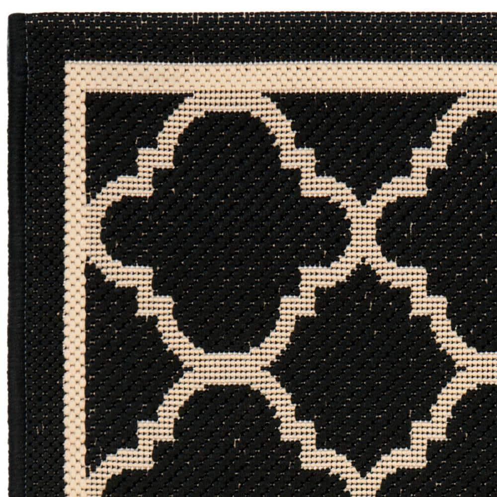 Courtyard CY6918 Power Loomed Indoor/Outdoor Accent Rug - Black/Beige - 2'7"x5' - Safavieh.