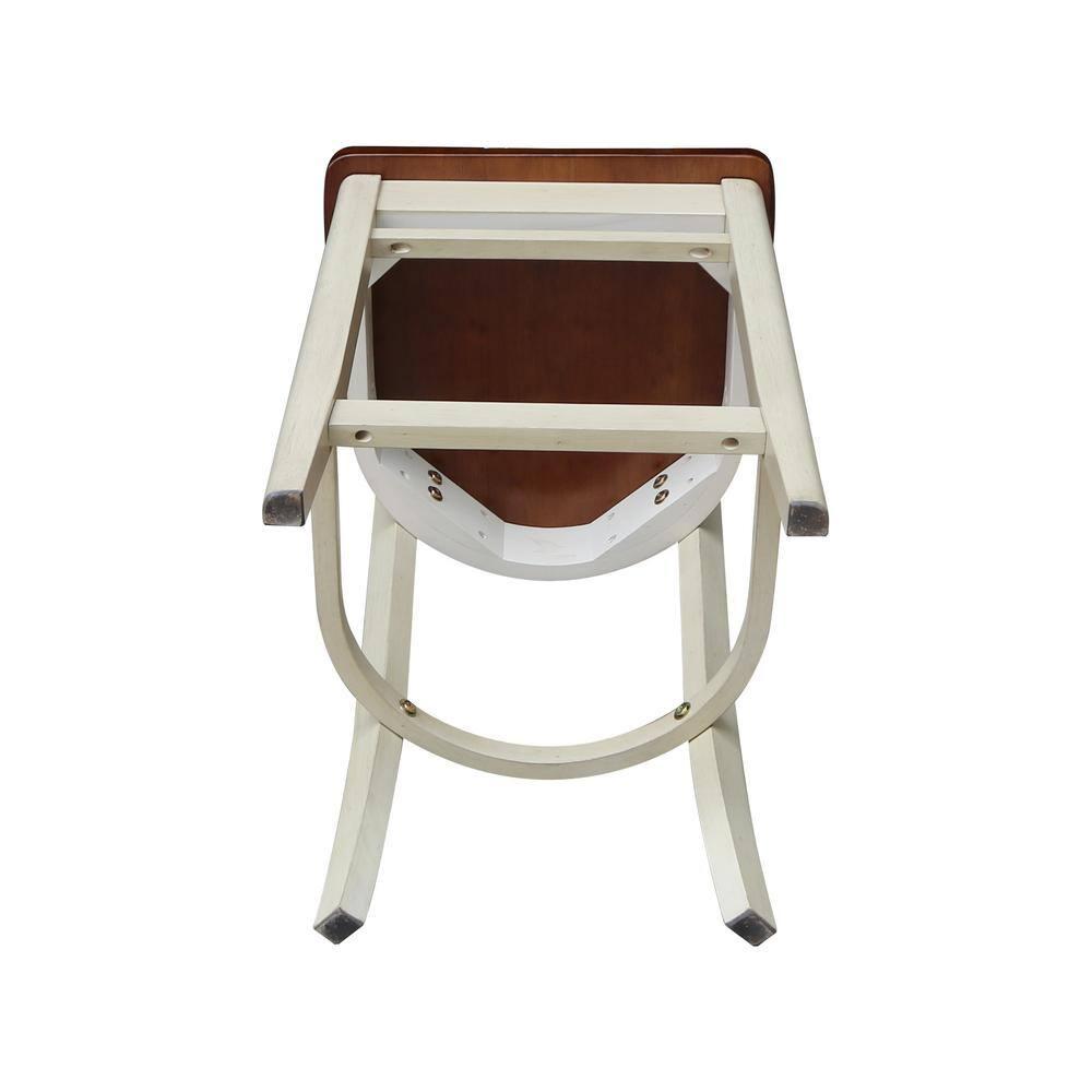 International Concepts 24" Emily Counter Height Barstool Antiqued Almond/Espresso: Hardwood Frame, Ladder-Back Design