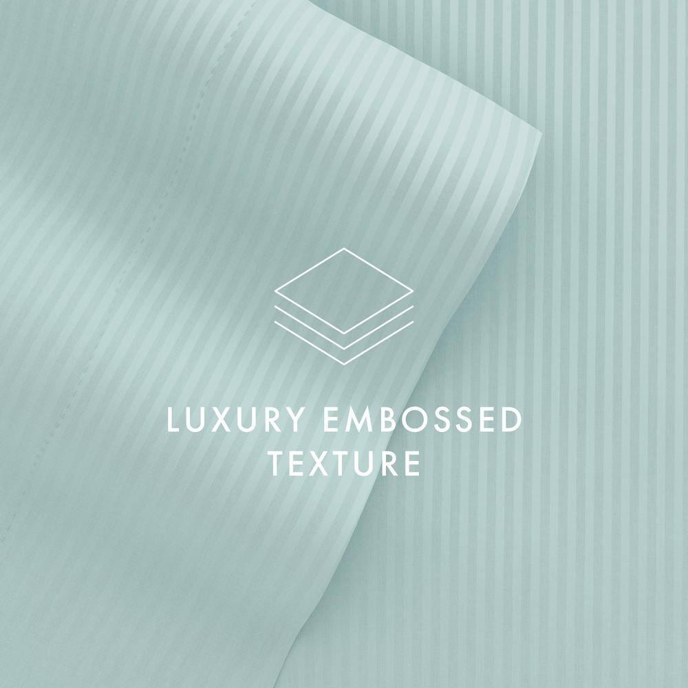 California King Aqua Striped Microfiber 4-Piece Sheet Set