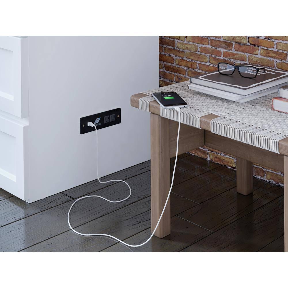 Full Deerfield Murphy Bed Chest USB Turbo Charger White - AFI