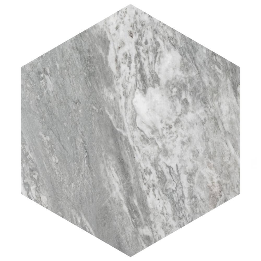 Marbilia Hex Bardiglio w/Biotech 11" x 13" Porcelain Marble Look Wall & Floor Tile