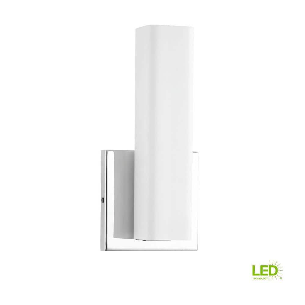 Progress Lighting Beam Collection 1-Light LED Wall Bracket, Steel, Polished Chrome, Opal Glass Shade