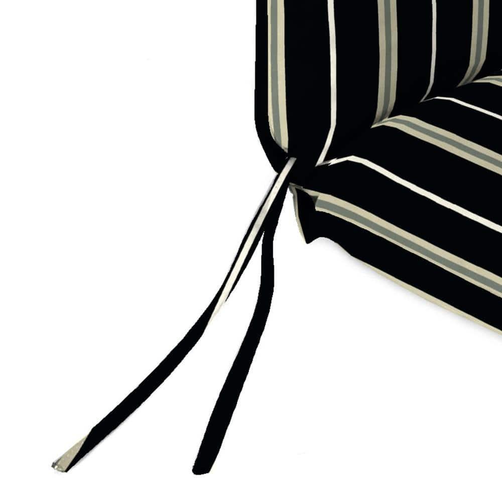 Jordan Manufacturing 44" x 22" Platt Ink Black Stripe Rectangular Outdoor Chair Cushion with Ties and Hanger Loop