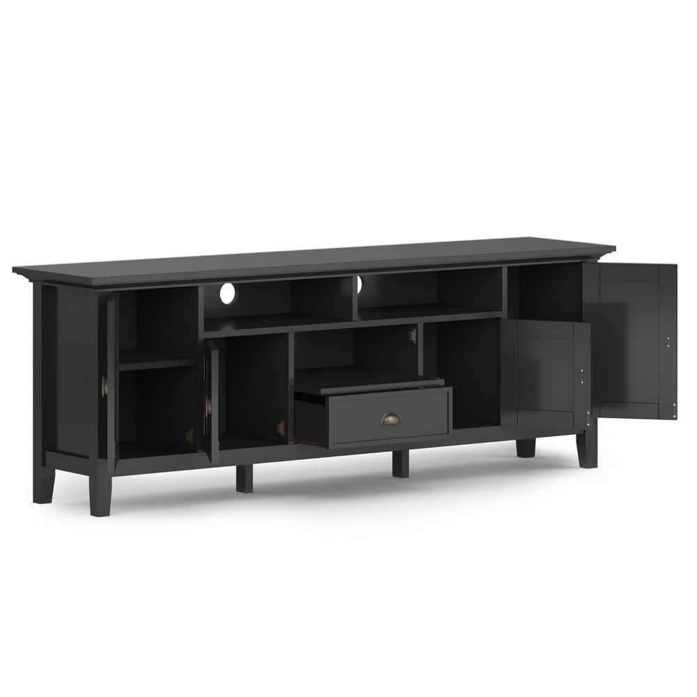 Simpli Home Redmond 72"W Solid Wood TV Stand for TVs up to 80" with Storage Cabinets