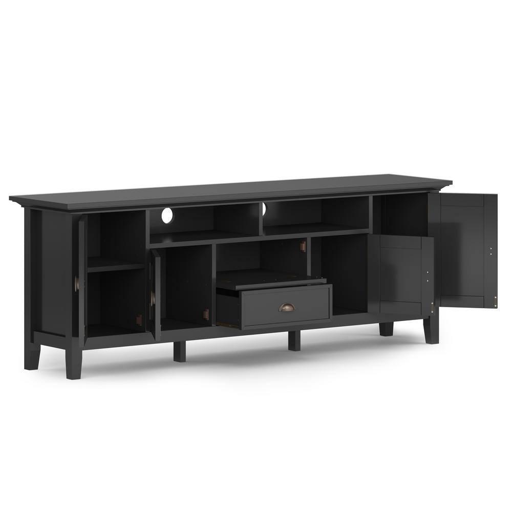 Simpli Home Redmond 72"W Solid Wood TV Stand for TVs up to 80" with Storage Cabinets