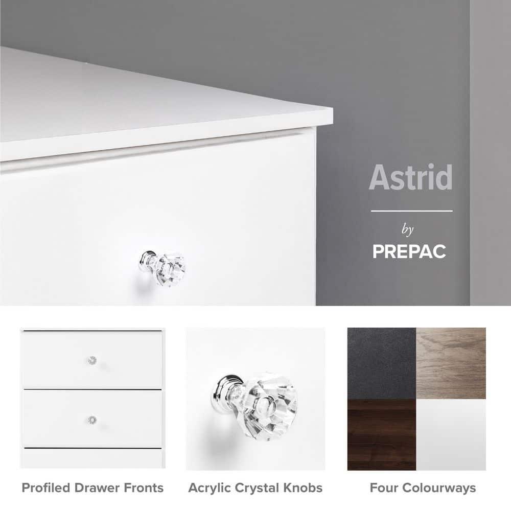 Astrid 6 Drawer Dresser White - Prepac: Laminated Wood Composite, Easy-Glide, Safety Stops