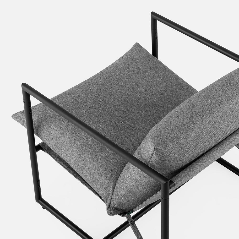 Zinus Aidan Metal Framed Sling Indoor Accent Chair, Light Grey