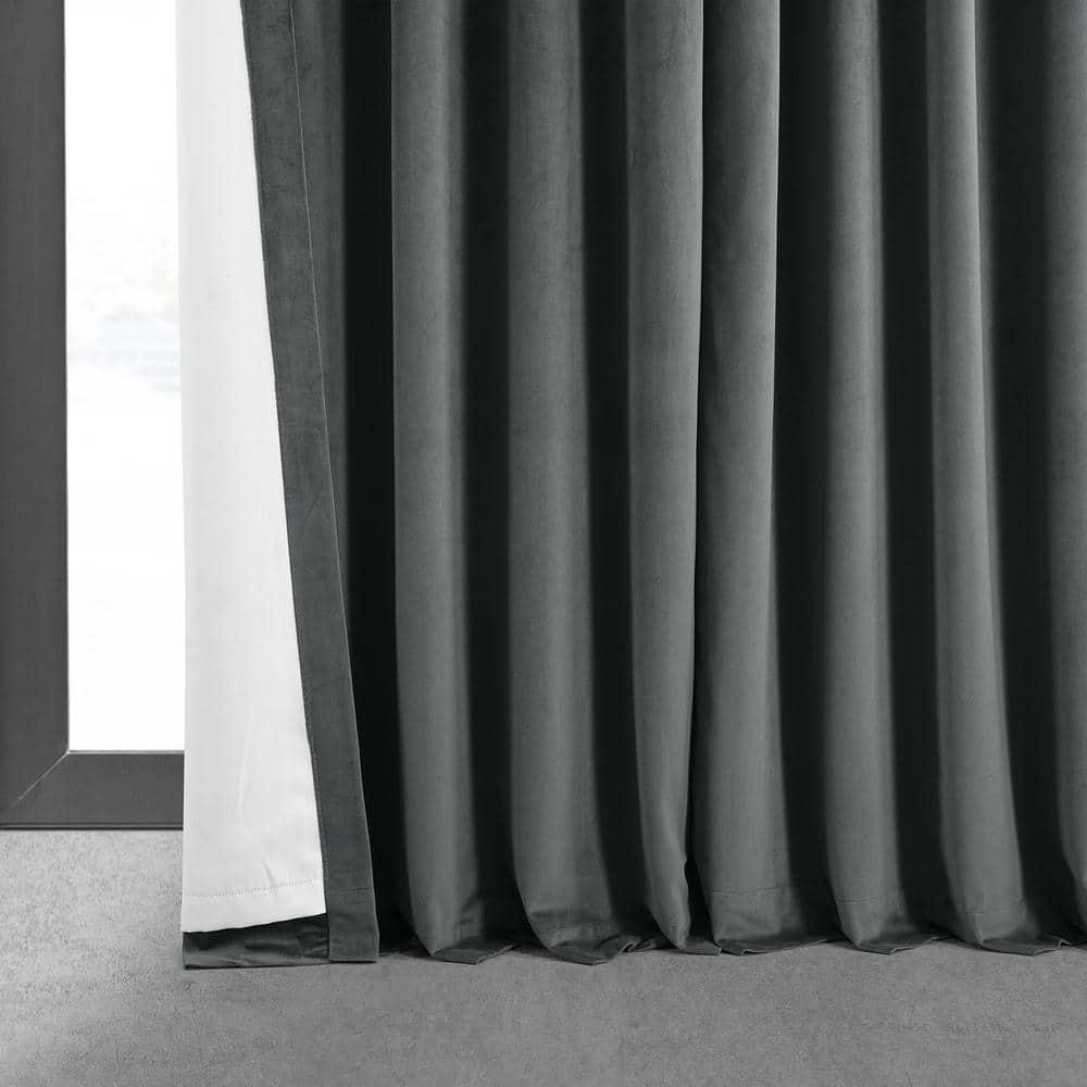 Half Price Drapes Signature Natural Grey Extra Wide Velvet Blackout Curtains (1 Panel),100W X 96L