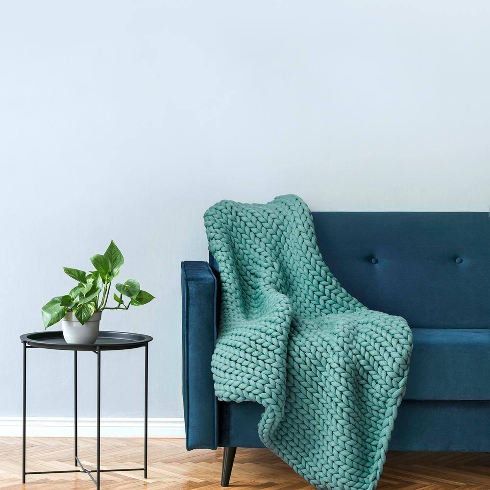 Donna Sharp Aqua Chunky Knit Woven Throw Blanket