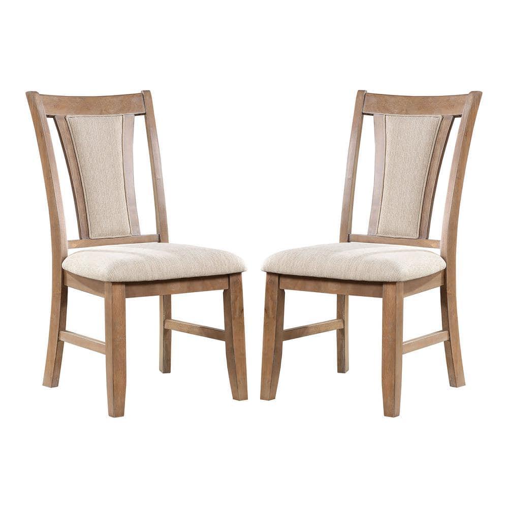 Furniture of America Hadar Fabric Queen Anne Natural Tone and Beige Side Chairs (Set of 2)