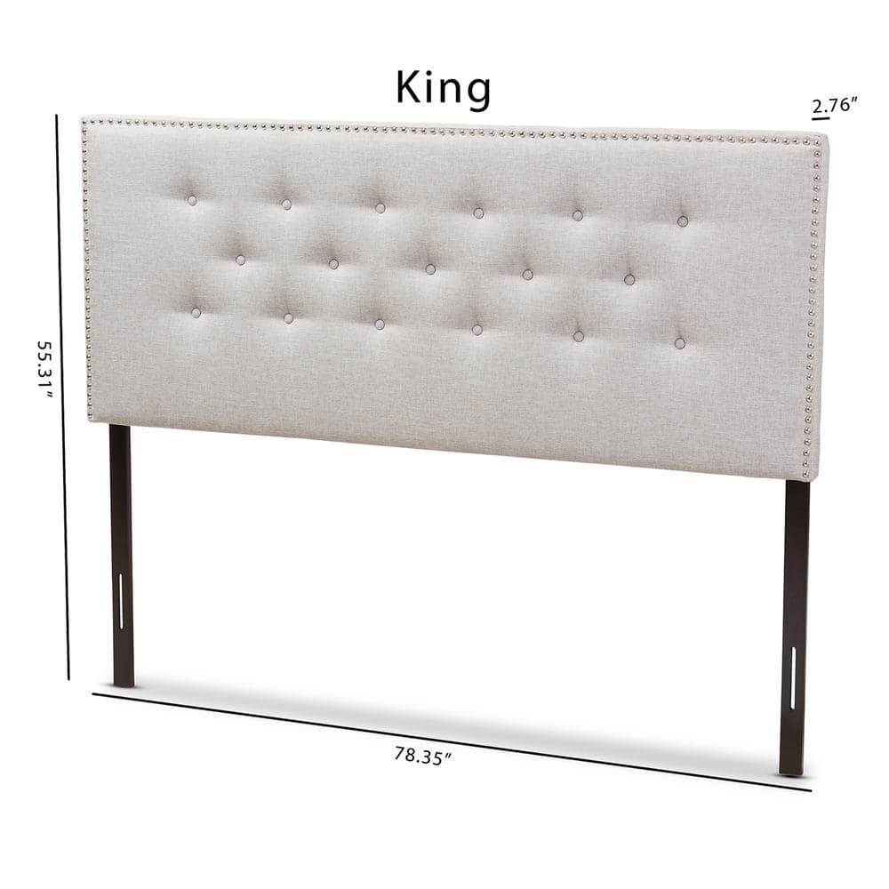 Baxton Studio Windsor Modern and Contemporary Greyish Beige Fabric Upholstered King Size Headboard,Wholesale Interiors