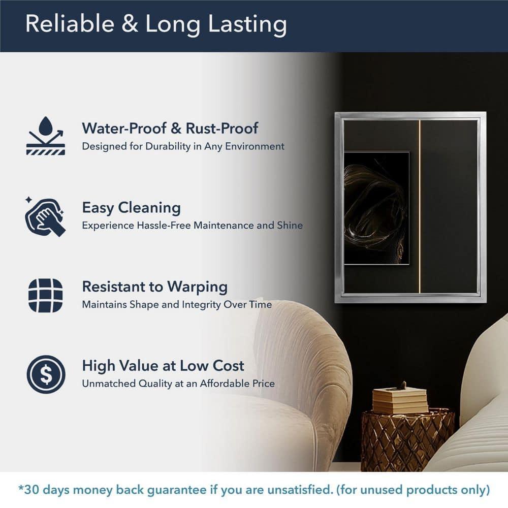 Head West Brushed Nickel and Chrome Metal Framed Vanity Mirror for Bathroom - Beveled-Edge Bedroom Mirror with Z-Bar Brackets for Vertical & Horizontal Placement - 24"x30"