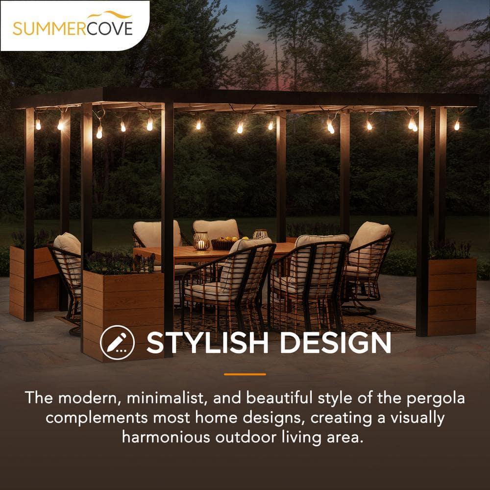 Sunjoy Sunjoy Marbella Pergola 10 x 12 ft. Outdoor Black Steel Frame Pergolas All-Season Durability High-Wind Rating for Outdoor Patio Deck Garden