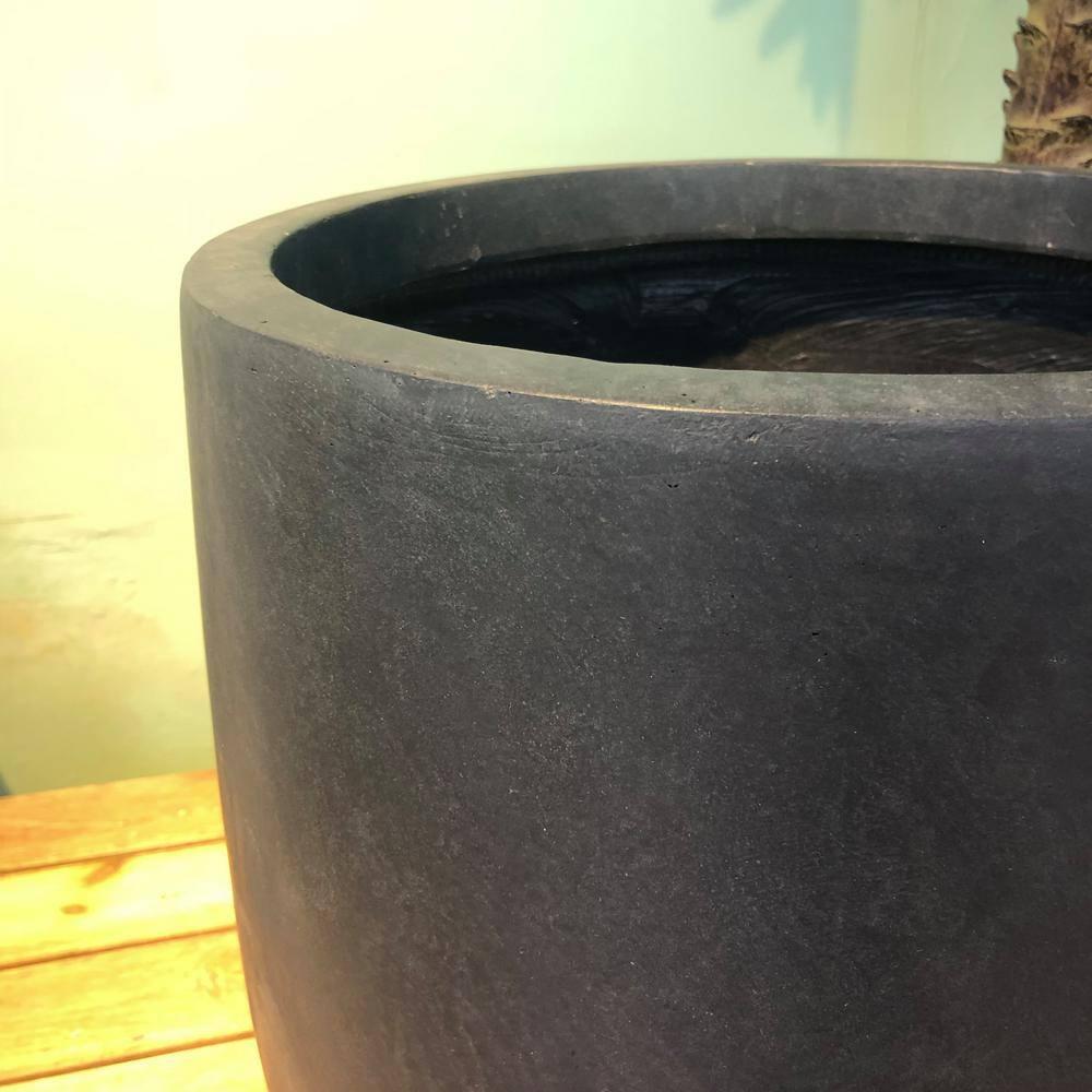 Rosemead Home & Garden, Inc. 17" Wide Kante Modern Concrete/Fiberglass Indoor Outdoor Planter Pot Charcoal Gray: Weather-Resistant