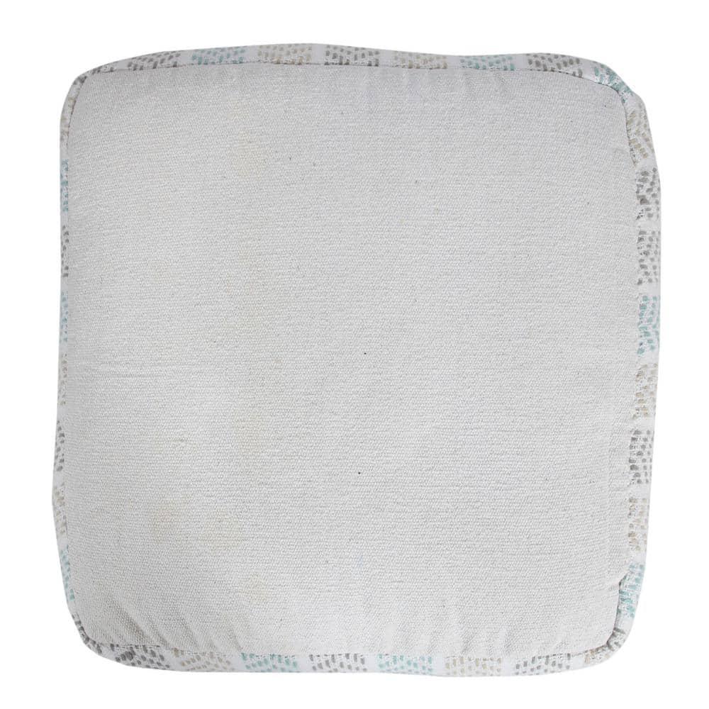 LR Home Small Chevron Indoor Square Pouf, Beige/Turquoise, 18" x 18" x 14"