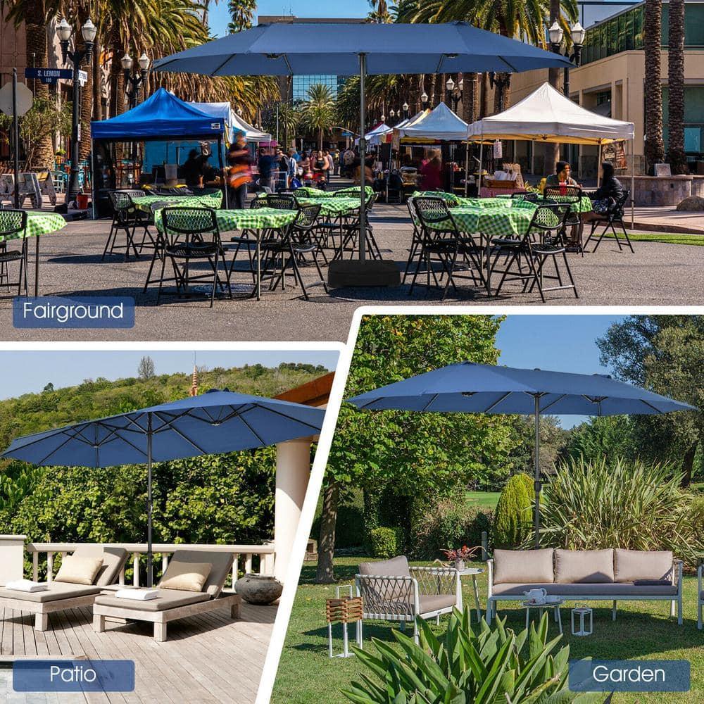Costway 15FT Patio Double-Sided Umbrella Crank Outdoor Garden Market Sun Shade Navy
