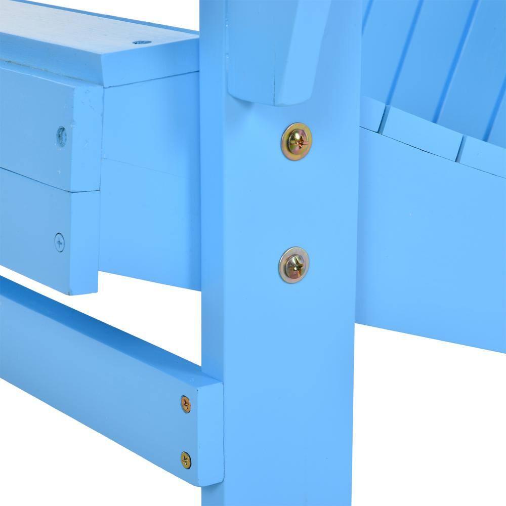 Outsunny Oversized Adirondack Chair, Outdoor Fire Pit and Porch Seating, Classic Log Lounge w/ Built-in Cupholder for Patio, Backyard, Blue