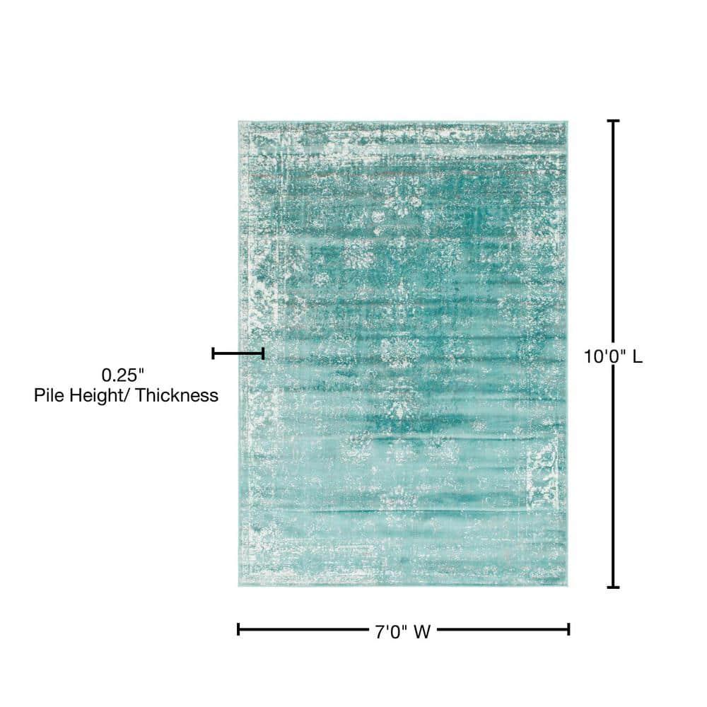 Unique Loom Sofia Collection Area Rug - Casino (7' 1" x 10' Rectangle Turquoise/Ivory)