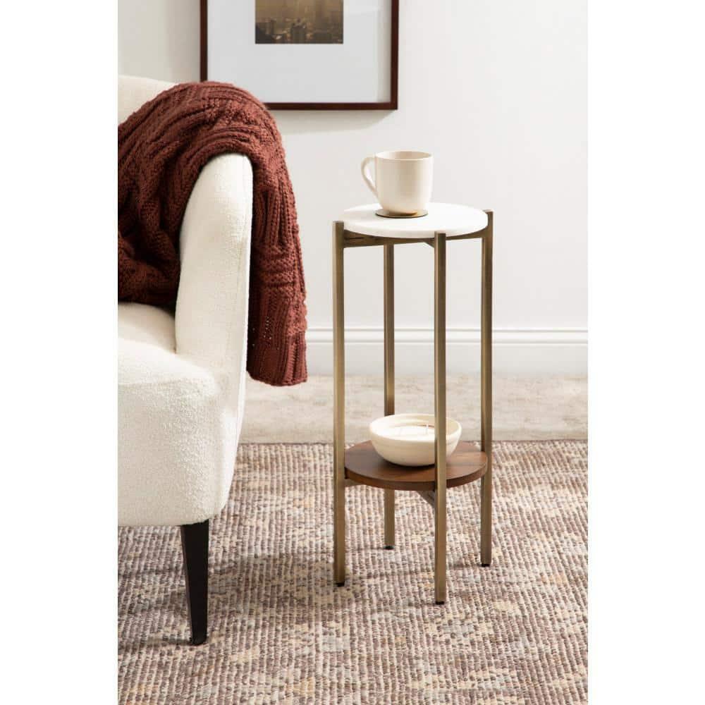 Kate and Laurel Moxley  Metal Tea Table, 11x11x25, Walnut Brown