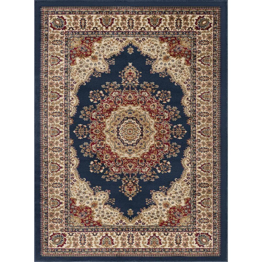 Tayse Sensation Area Rug 4707 NAVY Traditional Navy Blue Medallion Circle 8' 9" x 12' 3" Rectangle