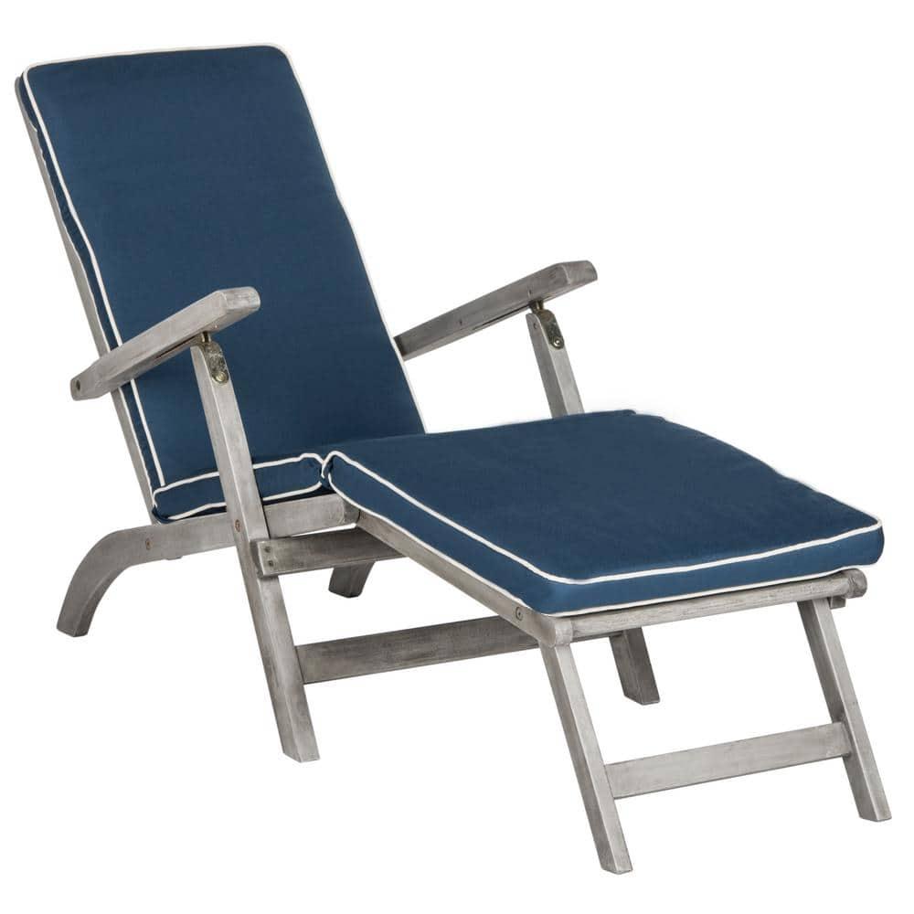 Palmdale Lounge Chair - Outdoor - PAT7015 - Grey/Navy -Safavieh